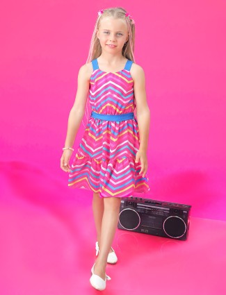 BARBIE pink and blue zig zag frock