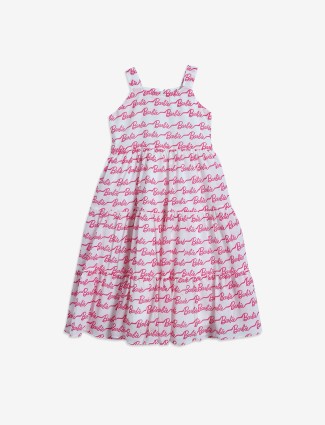 BARBIE white and pink printed frock