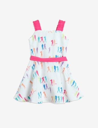 BARBIE white printed cotton frock
