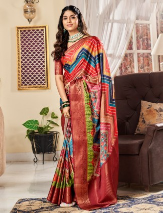 Beautiful multi color digital printed saree