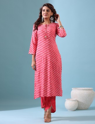 Beautiful pink cotton kurti with pant