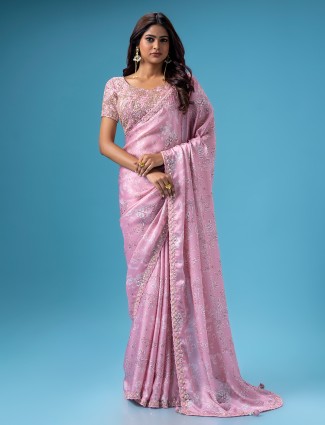 Beautiful pink printed saree