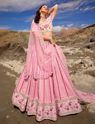 Beautiful pink unstitched lehenga choli
