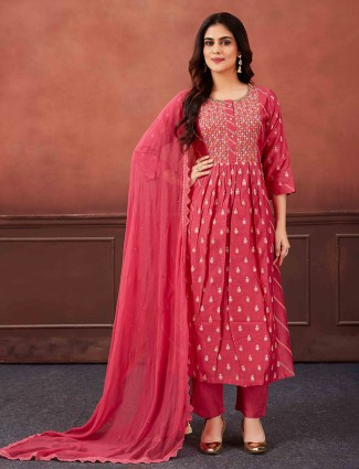 Beautiful silk dark pink salwar suit