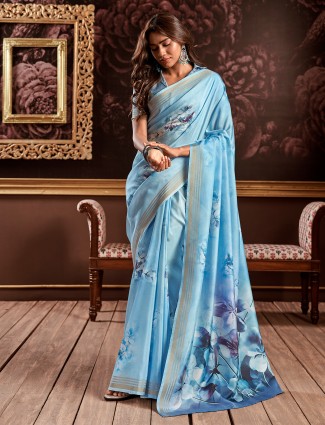 Beautiful sky blue silk saree
