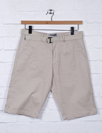 Beevee beige mens solid casual shorts