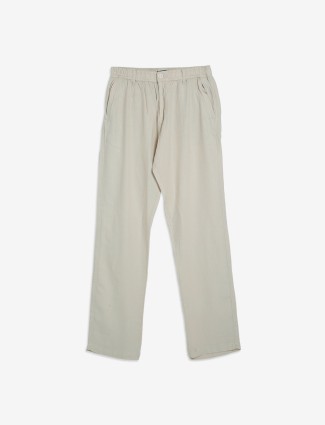 Beevee cream solid cotton track pant