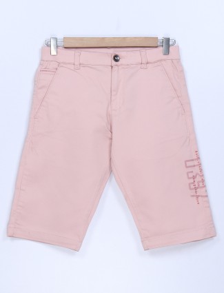 BeeVee light pink cotton solid shorts
