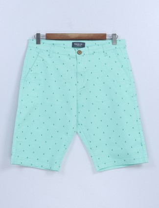 Beevee mint green cotton printed shorts