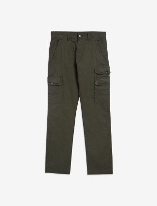 Beevee olive solid cargo jeans