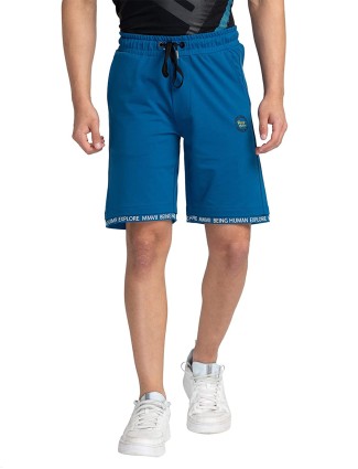 Being Human blue solid cotton shorts