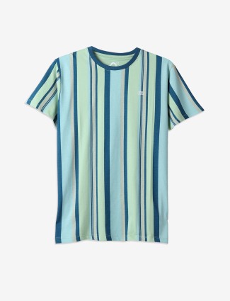 BEING HUMAN green stripe cotton t-shirt
