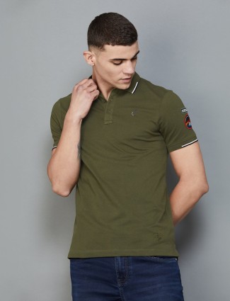 Being Human olive cotton polo t shirt