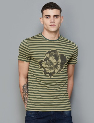 Being Human olive printed and stripe t shirt