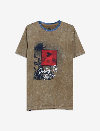 Being Human olive printed t shirt in cotton