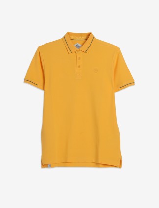 BEING HUMAN yellow plain cotton t-shirt