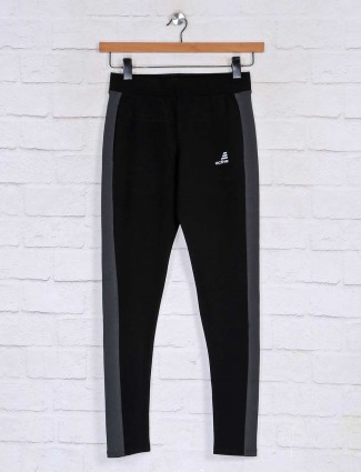 Black casual track pant in cotton