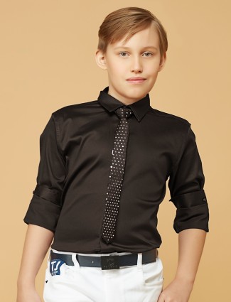 Blazo dark brown color plain cotton shirt