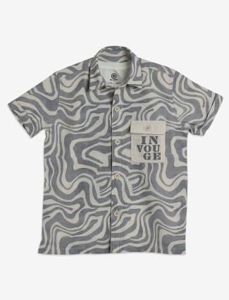 Blazo latest grey printed cotton shirt