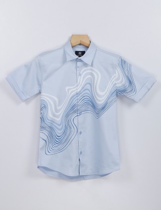 Blazo light blue printed half sleeve shirt