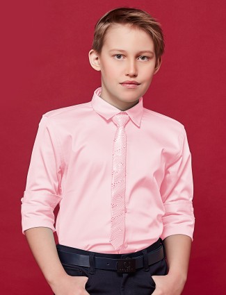 Blazo light pink cotton plain party shirt