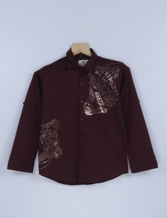Blazo maroon cotton full sleeve shirt