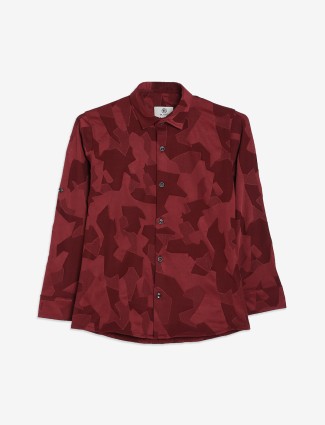 Blazo maroon texture cotton shirt
