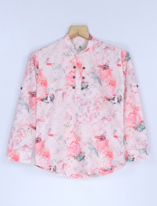 Blazo peach cotton kurta style shirt