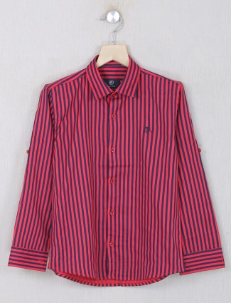 Blazo red color stripe cotton casual shirt