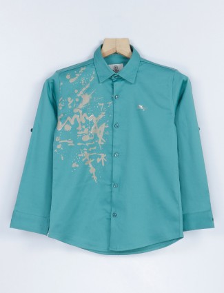 Blazo sea green cotton full sleeves shirt