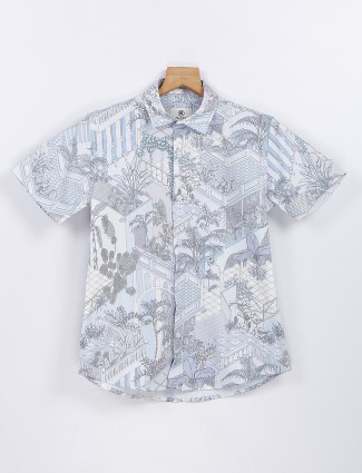 Blazo sky blue cotton printed shirt