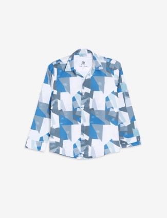 Blazo sky blue printed cotton shirt