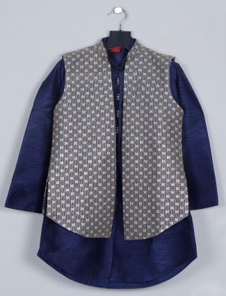 Blue and beige waistcoat set for boys