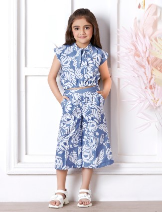 Blue printed cotton co ord set
