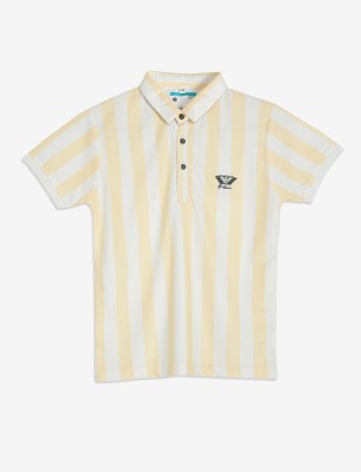 Bmbini white and yellow stripe cotton t-shirt