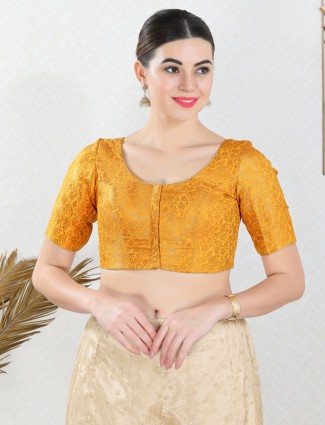 Bright yellow jacquard ready made blouse