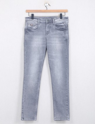 Casual grey colored washed jeans for men from Nostrum