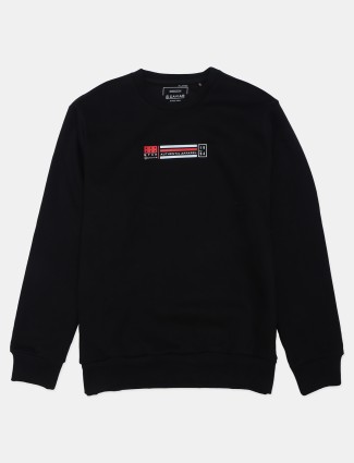 Caviar black cotton solid sweatshirt