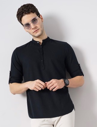 Celio black cotton plain shirt
