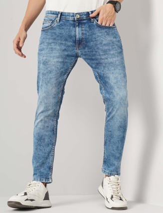 CELIO blue slim fit washed jeans