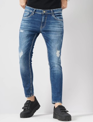 CELIO blue washed and ripped jeans