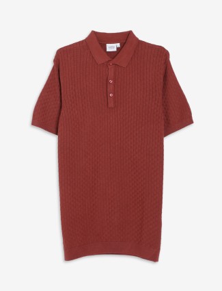 Celio brown knitted polo t shirt
