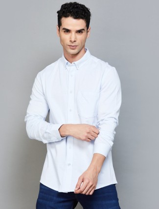 Celio light blue cotton plain shirt