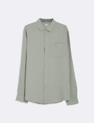 Celio sage green cotton full sleeves shirt
