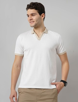 Celio white cotton plain t-shirt