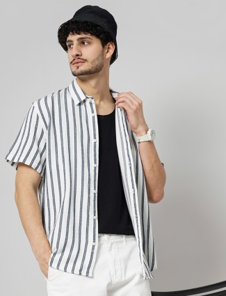 Celio white cotton stripe shirt
