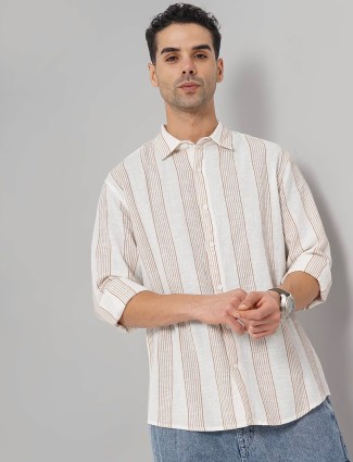 CELIO white stripe full sleeve shirt