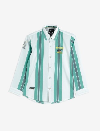 Chase green and white stripe shirt