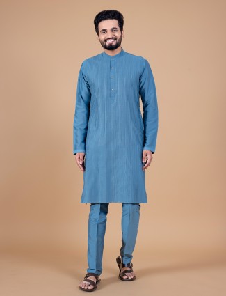 Chic blue silk kurta suit