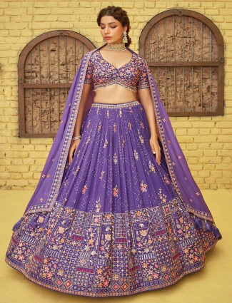 Purple Color Lehenga Choli Online | Designer Purple Lehengas Online for  Weddings | Andaaz Fashion